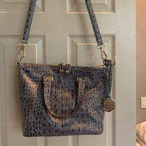 Vince Camuto Taupe/Black Leather Satchel/Shoulder Handbag